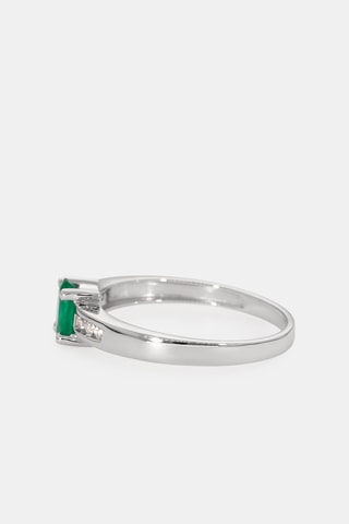 Bague - Or blanc 18 carats, émeraude et diamants