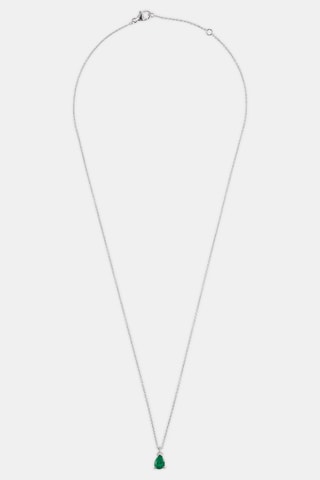 Collier - Or blanc 18 carats, diamants et émeraude