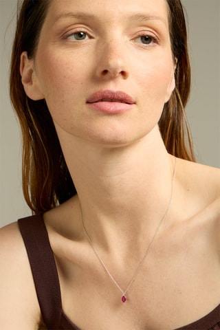 Collier - Or blanc 18 carats, diamants et rubis