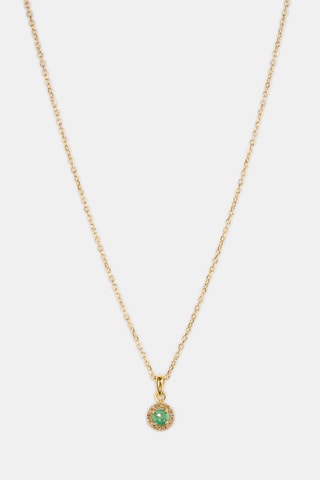 Collier - Or jaune 18 carats, émeraude et diamants