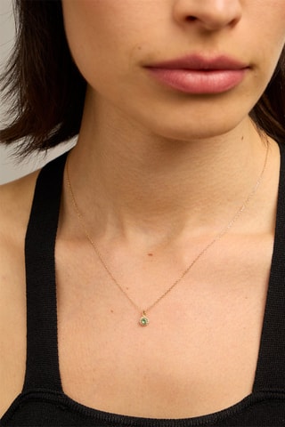 Collier - Or jaune 18 carats, émeraude et diamants