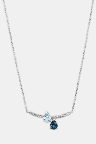 Collier - Or blanc 18 carats et topazes