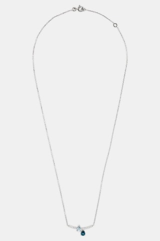 Collier - Or blanc 18 carats et topazes