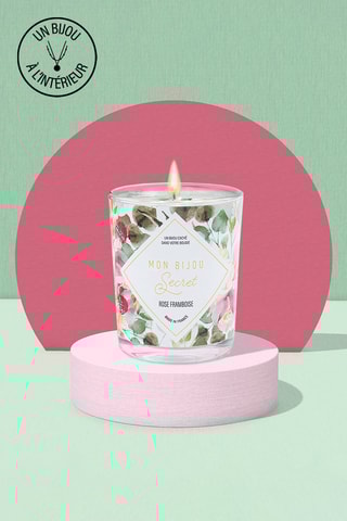 Bougie parfumée et collier Rose framboise