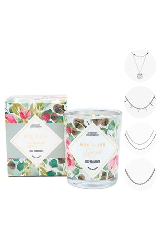 Bougie parfumée et collier Rose framboise