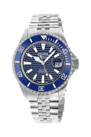 Montre automatique en acier - Argenté et bleu foncé