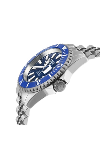 Montre automatique en acier - Argenté et bleu foncé