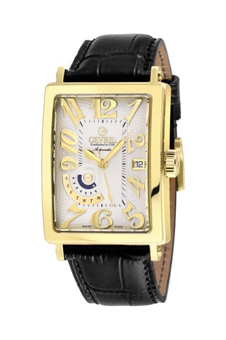 Montre automatique en cuir Avenue of Americas - Noir et doré