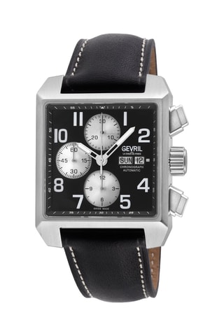 Montre automatique en cuir ETA 7750 - Argenté et noir