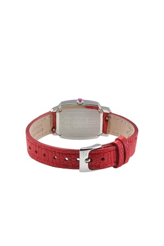 Montre à quartz en cuir et diamants Pavia - Rouge