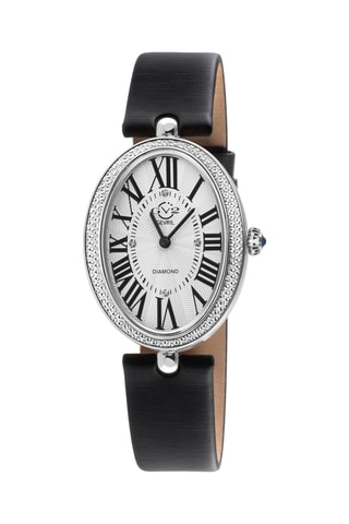 Montre à quartz en cuir et diamants Piazza Navona - Noir