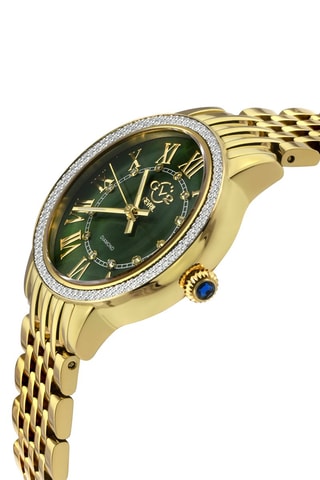Montre à quartz en acier plaqué or jaune et diamants Astor III - Doré et vert