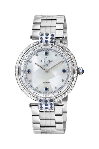 Montre à quartz en acier, diamants, nacre et spinelles Matera