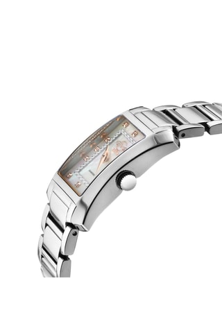 Montre à quartz en acier et diamants