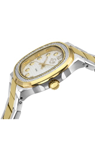 Montre à quartz en acier, doré à l'or fin jaune et diamants Potente