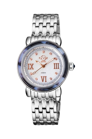 Montre à quartz en acier et diamants Marsala Tortoise - Argenté