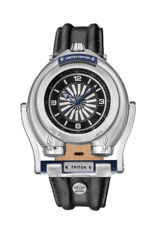 Montre automatique en cuir Ruben & Sons MD3G Triton - Noir et argenté