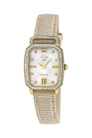 Montre à quartz en cuir, diamants et nacre Pavia