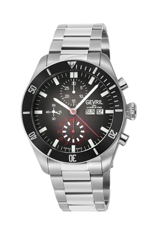 Montre automatique en acier ETA 7750 Swiss Yorkville - Chronographe - Argenté et noir