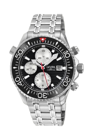 Montre automatique en acier Sellita SW500 Hudson Yards - Chronographe - Argenté et noir