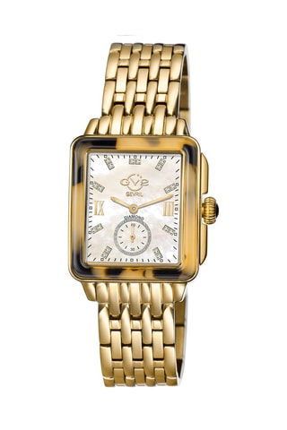 Montre à quartz en acier, nacre et diamant Bari Tortoise