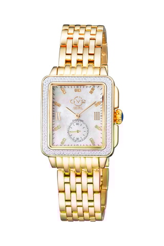 Montre à quartz en acier, nacre et diamants Bari Tortoise - Compteur de petite seconde