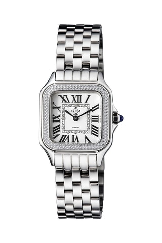 Montre à quartz en acier et diamants