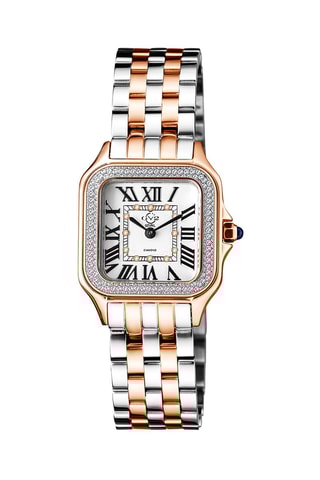 Montre à quartz en acier et diamants