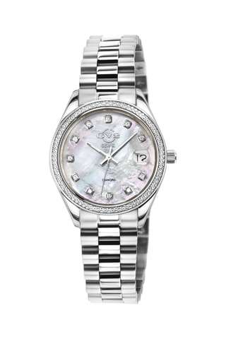 Montre à quartz en acier, nacre et diamants Turin