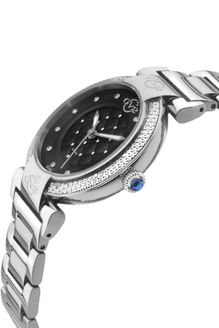 Montre à quartz en acier et diamants