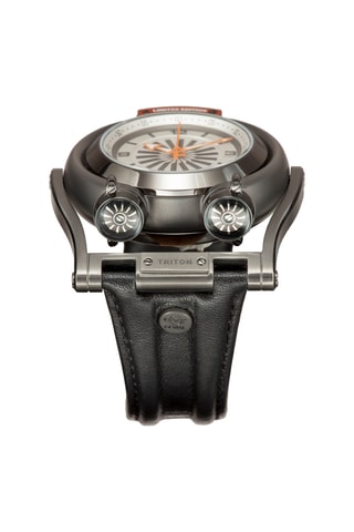 Montre automatique en cuir de veau - Noir et gris