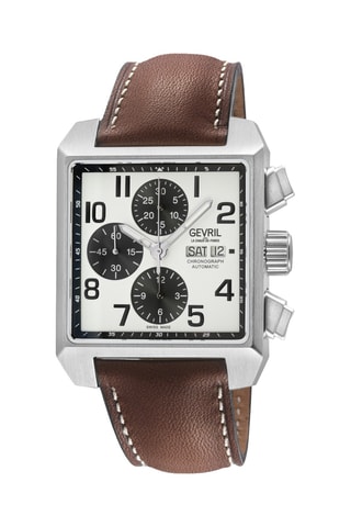 Montre automatique en cuir - Chronographe - Marron et argenté