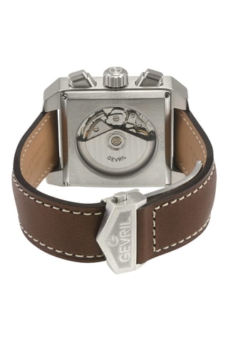 Montre automatique en cuir - Chronographe - Marron et argenté