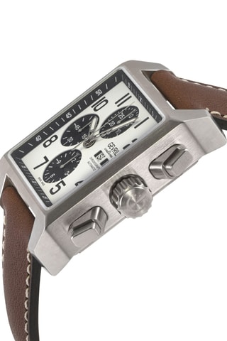 Montre automatique en cuir - Chronographe - Marron et argenté