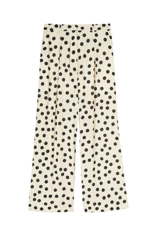 Calças largas de cintura alta - Cru