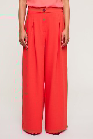 Calças palazzo de cintura alta - Vermelho