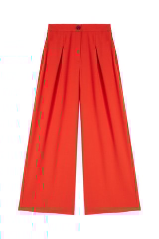 Calças palazzo de cintura alta - Vermelho