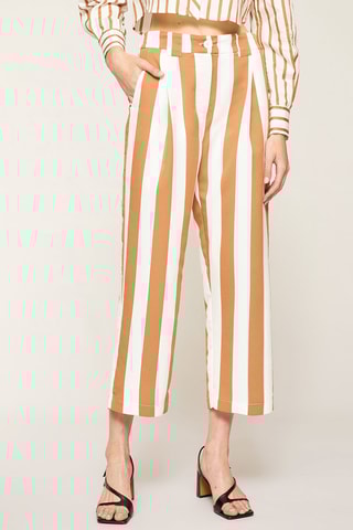 Calças 7/8 de cintura alta - Camel