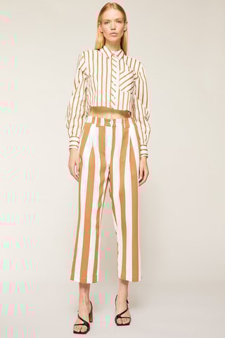 Calças 7/8 de cintura alta - Camel