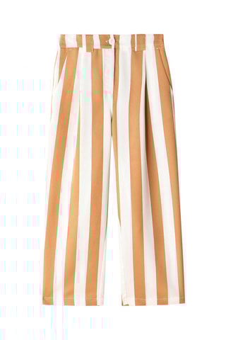 Calças 7/8 de cintura alta - Camel