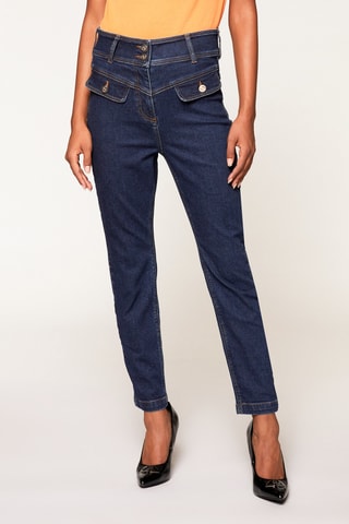 Calças de ganga cintura subida Azul-marinho