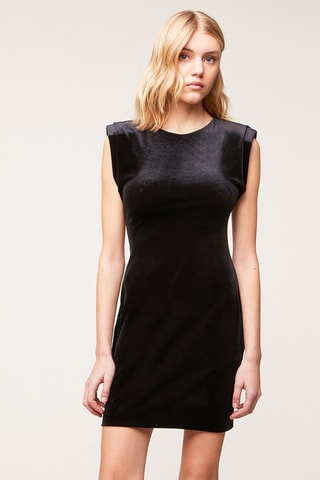 Vestido direito em veludo - Preto