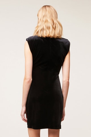 Vestido direito em veludo - Preto