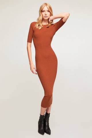 Nauwaansluitende Jurk - Bruin