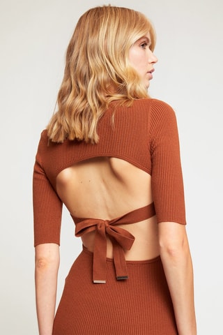 Nauwaansluitende Jurk - Bruin