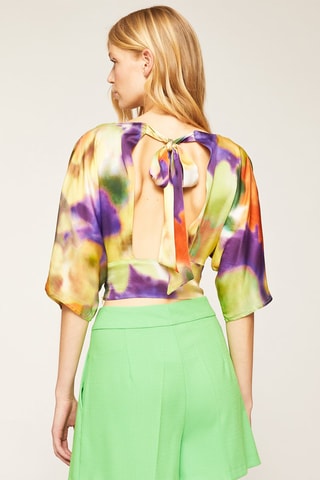 Blusa florida - Verde-claro e laranja