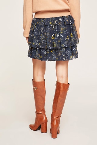 Saia com folhos - Azul