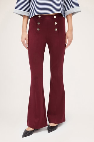 Pantalon flare taille haute - Bordeaux