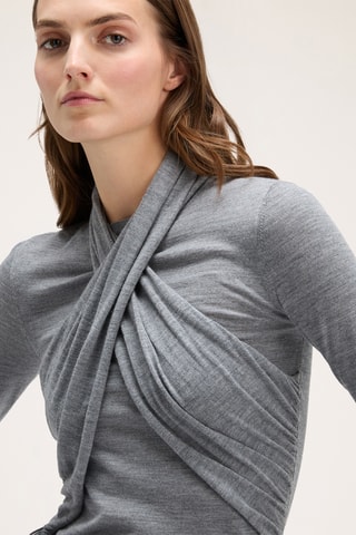 Top slim em lã - Cinzento