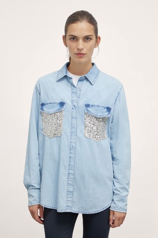 Camisa de ganga - Azul-claro